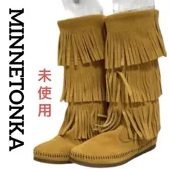 【未使用】MINNETONKA22cm 牛革　マスタード　フリンジが素敵のサムネイル