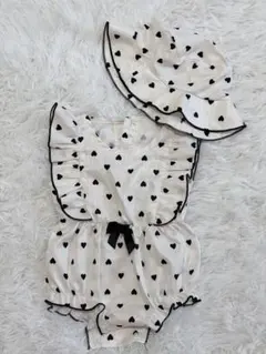 ハート柄ロンパース&帽子セット　60cm 70cm 夏服