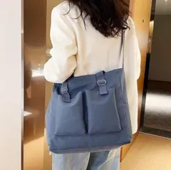 ショルダーバッグ　レディース　メンズ　斜めがけ　大容量　ナイロン　ブルー　a4