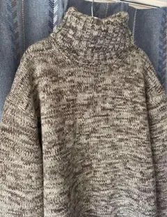 ブラウン系タートルネックニット ハイネックセーター