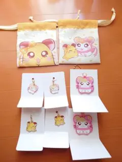 ハム太郎　マフラーちゃん　ちび丸ちゃん　メタルチャーム　ラバーキーホルダー　巾着