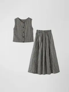 【美品】SHEIN ギンガムチェック セットアップ ベスト ロングスカート L