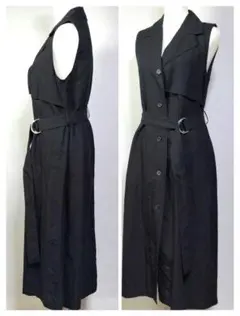 ユニクロ リネンブレンドラペルワンピース JW ANDERSON BLACK 黒