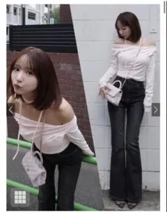 オフショルダー 長袖トップス ピンク GRL ドレープトップス　紐なし