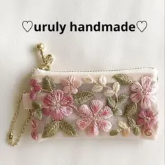 【上品＆可憐】インド刺繍リボンのマルチケース 内布リバティ＊フェリシテ