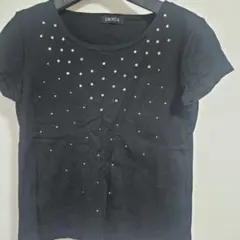 DIOICA ラインストーン 半袖Tシャツ ブラック