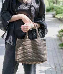 QUAY/キー ポシェット付き メッシュ 2WAY トートバッググレー新品未 