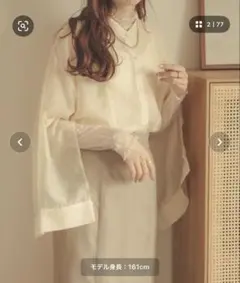 Ambre Neige アンブルネージュ　シアーシャツ　アイボリー　Fのサムネイル