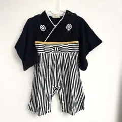 男の子 袴ロンパース 80 黒 お食い初め 百日祝い 初節句 お正月 和装