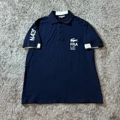 美品 ラコステ LACOSTE ポロシャツ N43° ワッペン ネイビー 紺色