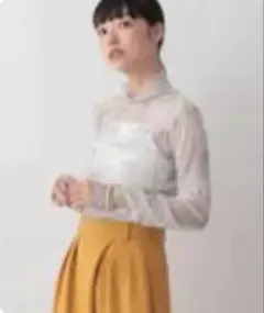 ローリーズファーム チュールハイネックLS グレー柄