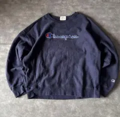 Champion ネイビー ロゴ入り スウェット　リバースウィーブ