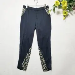 ジルスチュアート(M) 黒 サテン テロテロパンツ 裏地付き 裾Vカット