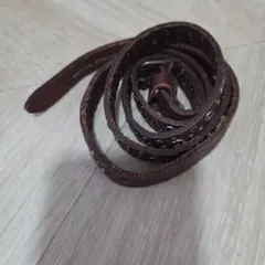 スタッズ付き レザーベルト ブラウン