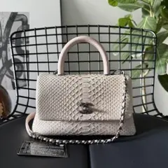 シャネル ココハンドル 24 XS パイソン ピンクベージュ ショルダーバッグ