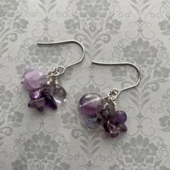 No.247 アメジスト チェコビーズ ハンドメイド イヤリング ピアス