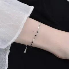 ペタル チェーン シンプル ステンレス製 シルバー ブレスレット