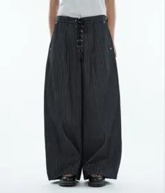 【ほぼ新品】 WISHFOREVER ストライプワイドカーブパンツ