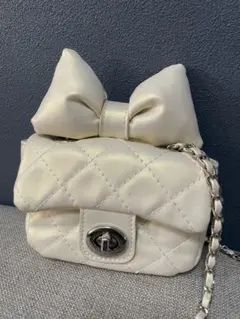 ホワイト キルティング リボン ショルダーバッグ