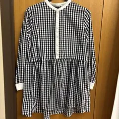 SHIPS ブロードペプラムブラウス　ギンガムチェック バンドカラー