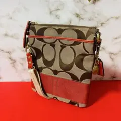 0056 COACH シグネチャー レッドライン ショルダーバッグ