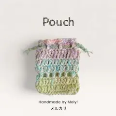グラニースクエアのミニ巾着　ポーチCrochetラメグラデ　ハンドメイド♡