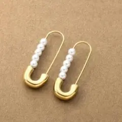 Cream dot. パールラインピアス 安全ピンピアス サージカルステンレス