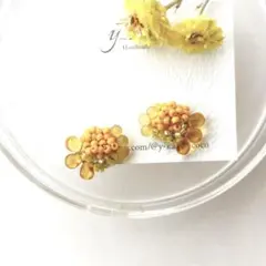 ✳️mimosaの雫ビーズ　ピアスorイヤリング
