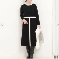 NOLLEY'S ノーリーズ　バイカラー　ニットワンピース　ロング丈　ワンピース