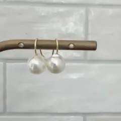 573 あこやパール揺れないフックピアス8mm 14Kgfゴールド