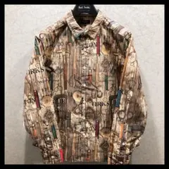 【美品】ポールスミス 長袖シャツ XLサイズ 総柄 ブラウン系