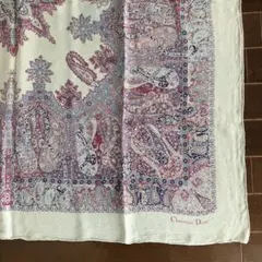 クリスチャンディオール　シルク　大判スカーフ　ペイズリー　鐘紡　Dior 絹