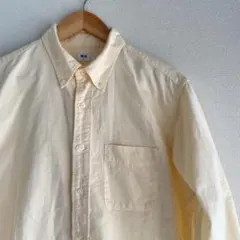 ユニクロ オックスフォード長袖シャツ ボタンダウンカラー ソフトイエロー M