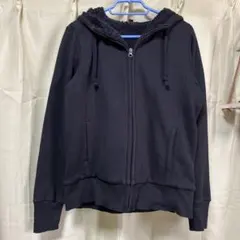 ユニクロ ボアスウェットフルジップパーカ 黒 M レディース 厚手 防寒 YKK
