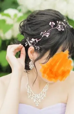 ウェディング　ヘッドドレス　パール&ビーズ