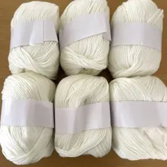 ミルキーホワイト　シルク　カシミヤ混　毛糸　6玉セット