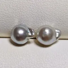 660大粒ひし形バロックパール スタッドピアス14mmサージカルステンレス