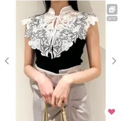 SNIDEL レースカラーノースリニット