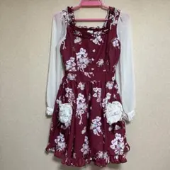 LIZ LISA ベア柄 ファー襟 ワンピース ボルドー - メルカリ