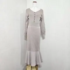 tocco closet ニットワンピース マキシ丈 長袖 ベージュ（M）