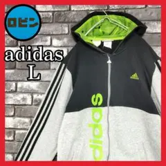 アディダス スリーライン 三本線 adidas パーカー フーディー 刺繍