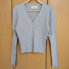Donoban グレー リブ編み カーディガン