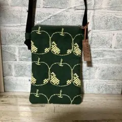 ハンドメイド　ミナペルホネン　りんご　両面　スマホショルダーポシェット
