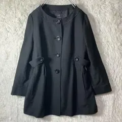 美品 23区 ノーカラーコート Aライン 日本製 48 2XL 大きいサイズ