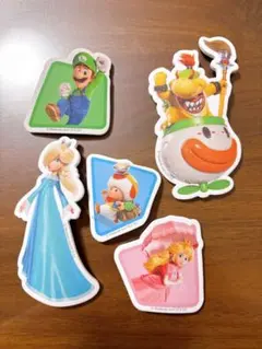 【新品未使用】スーパーマリオ ふわふわステッカー 5種セット★⑧