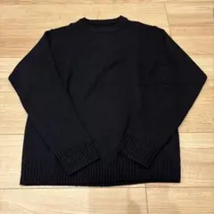 ウールミドルゲージクルーネックセーター紳士Ｍ・黒