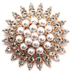 パール ラインストーン ブローチ ヴィンテージ風 アンティーク調 上品