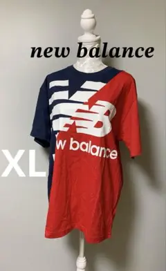 ニューバランス メンズ　半袖　XL ネイビー×レッド