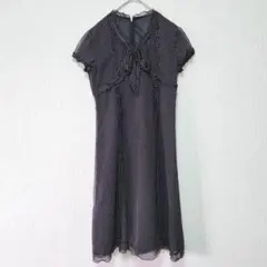 【Aylesbury】（L）ドット柄シフォンワンピース/フェミニン/水玉/綺麗め