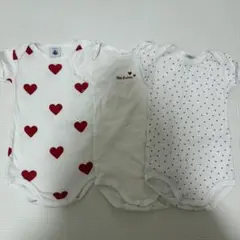 Petit Bateau ハート柄 ベビー肌着 3点セット 12m